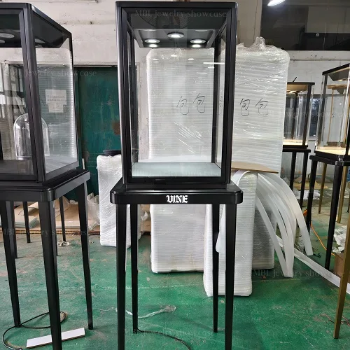 黑色不锈钢珠宝立式高柜 高端珠宝店展示柜 奢侈品展柜定制源头工厂