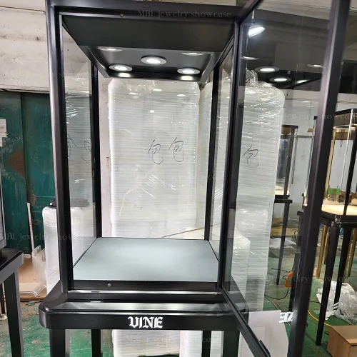 黑色不锈钢珠宝立式高柜 高端珠宝店展示柜 奢侈品展柜定制源头工厂