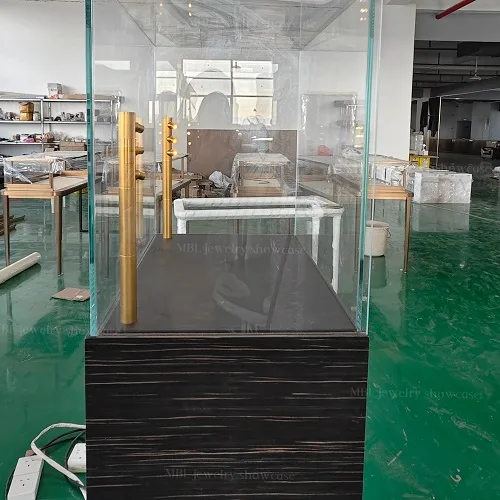 高端珠宝店立式展柜 黑檀木不锈钢玻璃展示柜 奢侈品陈列柜源头工厂定制
