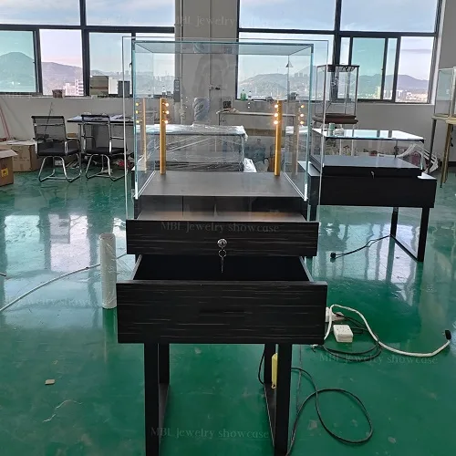 高端珠宝店立式展柜 黑檀木不锈钢玻璃展示柜 奢侈品陈列柜源头工厂定制