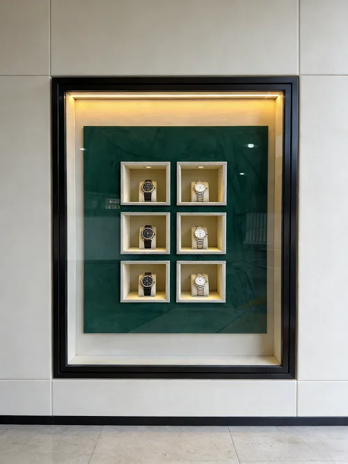 嵌入式墙体名表橱窗展柜 轻奢玻璃手表展示柜 珠宝展柜源头工厂定制