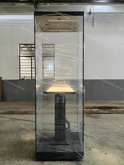 博物馆独立式高柜 四面低反射玻璃文物展柜 青铜器/陶器专用展示柜定制