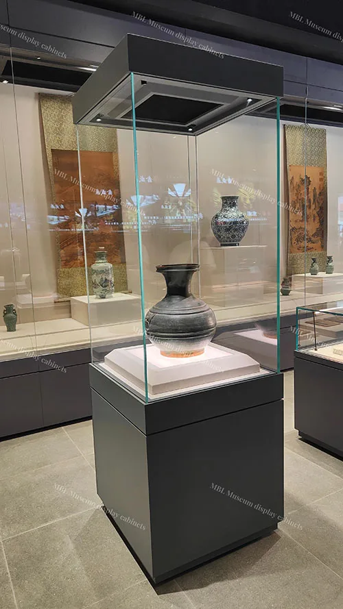 博物馆独立式方柜｜高立方形低反射玻璃文物展柜 青铜器陶器专用定制款