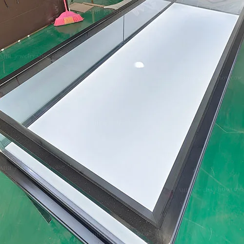 现代极简珠宝门店销售柜 黑白玻璃展示柜 首饰店LED发光销售柜台