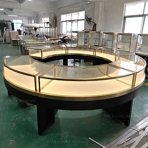 环形黑金珠宝中岛柜 打造门店高辨识度首饰展示区