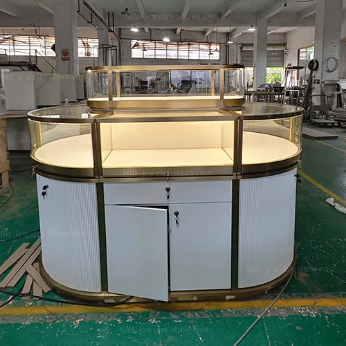双层环形珠宝中岛柜 打造门店视觉C位的高奢首饰展柜