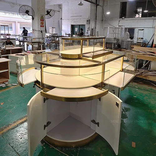 双层环形珠宝中岛柜 打造门店视觉C位的高奢首饰展柜