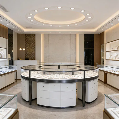 环形极简珠宝中岛柜 打造门店沉浸式首饰展示区