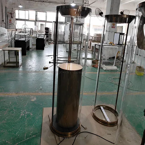 高端圆柱珠宝展柜定制 商场品牌店落地式玻璃珠宝展示柜 厂家直供