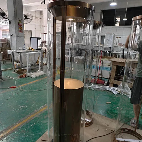 高端圆柱珠宝展柜定制 商场品牌店落地式玻璃珠宝展示柜 厂家直供