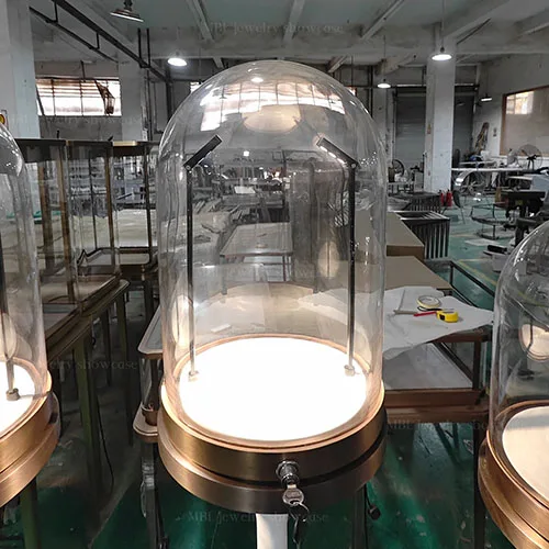 轻奢玫瑰金立柱珠宝展柜 精品店吊坠首饰专用展示台
