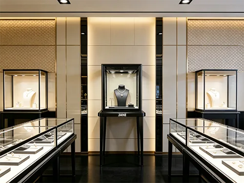 黑色不锈钢珠宝立式高柜 高端珠宝店展示柜 奢侈品展柜定制源头工厂
