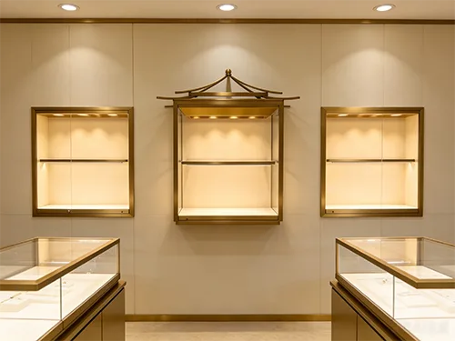 法式轻奢外挂橱窗珠宝展柜 高端珠宝店玻璃展示柜 源头工厂定制