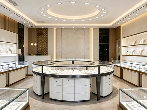 环形极简珠宝中岛柜 打造门店沉浸式首饰展示区
