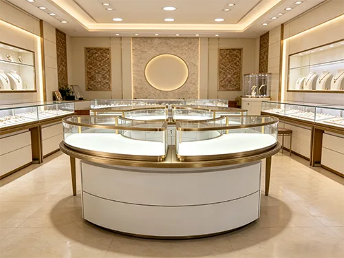 弧形组合珠宝中岛柜 解决门店陈列难题的高端首饰展柜