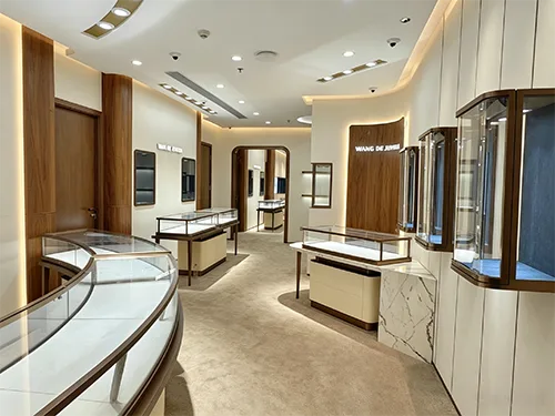 深圳WANG DE JEWELRY（办公楼店）| 现代轻奢珠宝展柜定制落地案例