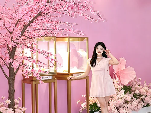 轻奢香槟金珠宝高柜定制案例 | 网红打卡款珠宝展柜